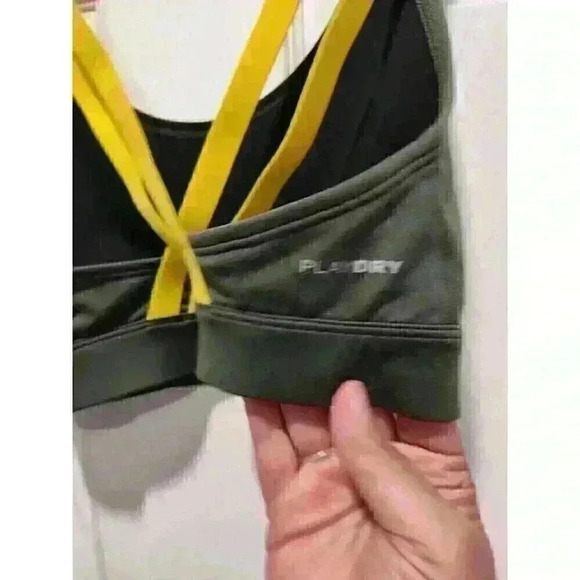 Women's Reebok PlayDry Strap Sports Bra Green Yellow XS Spandex - Picture 3 of 6